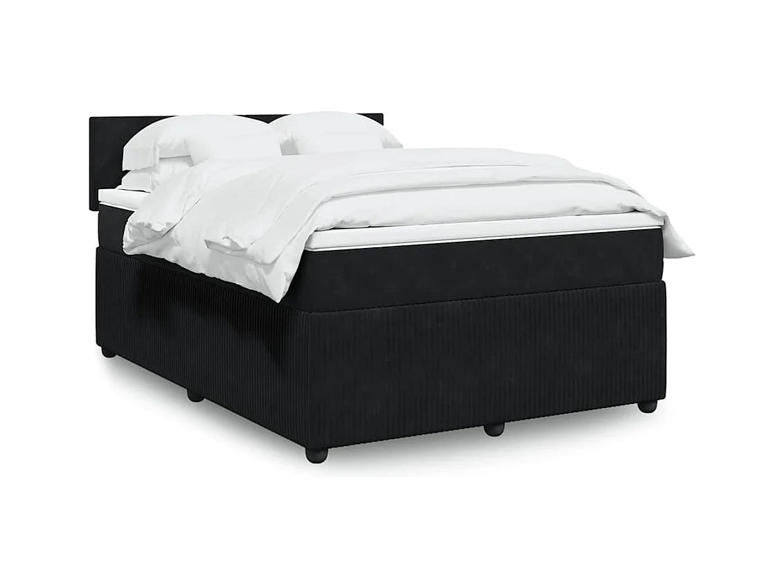 Cama com molas/colchão 140x190 cm veludo preto