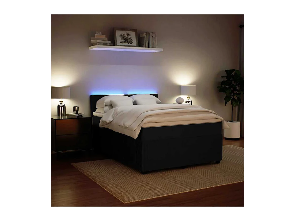 Boxspringbett mit Matratze Schwarz 140x190 cm Samt