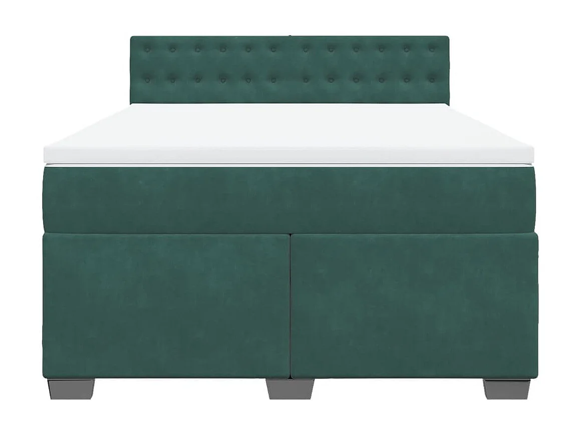 Sommier à lattes de lit et matelas Vert foncé 160x200cm Velours