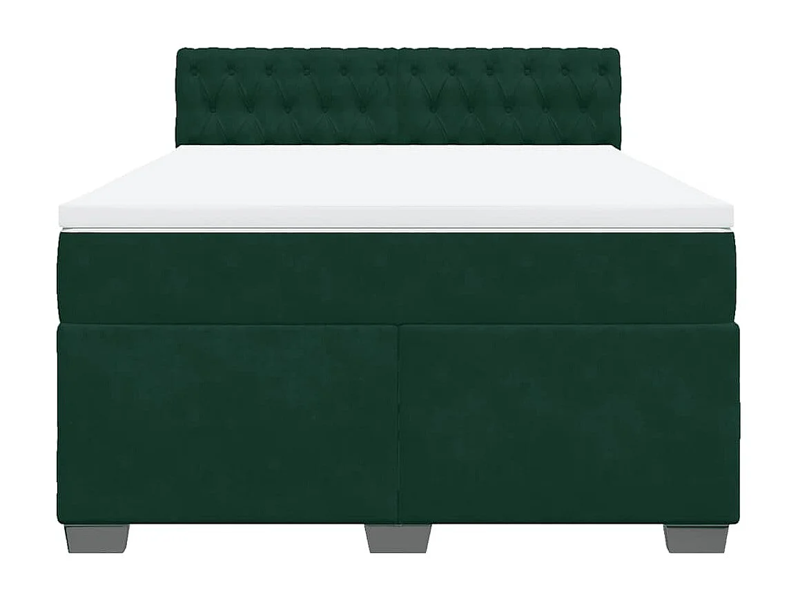 Sommier à lattes de lit et matelas Vert foncé 160x200cm Velours