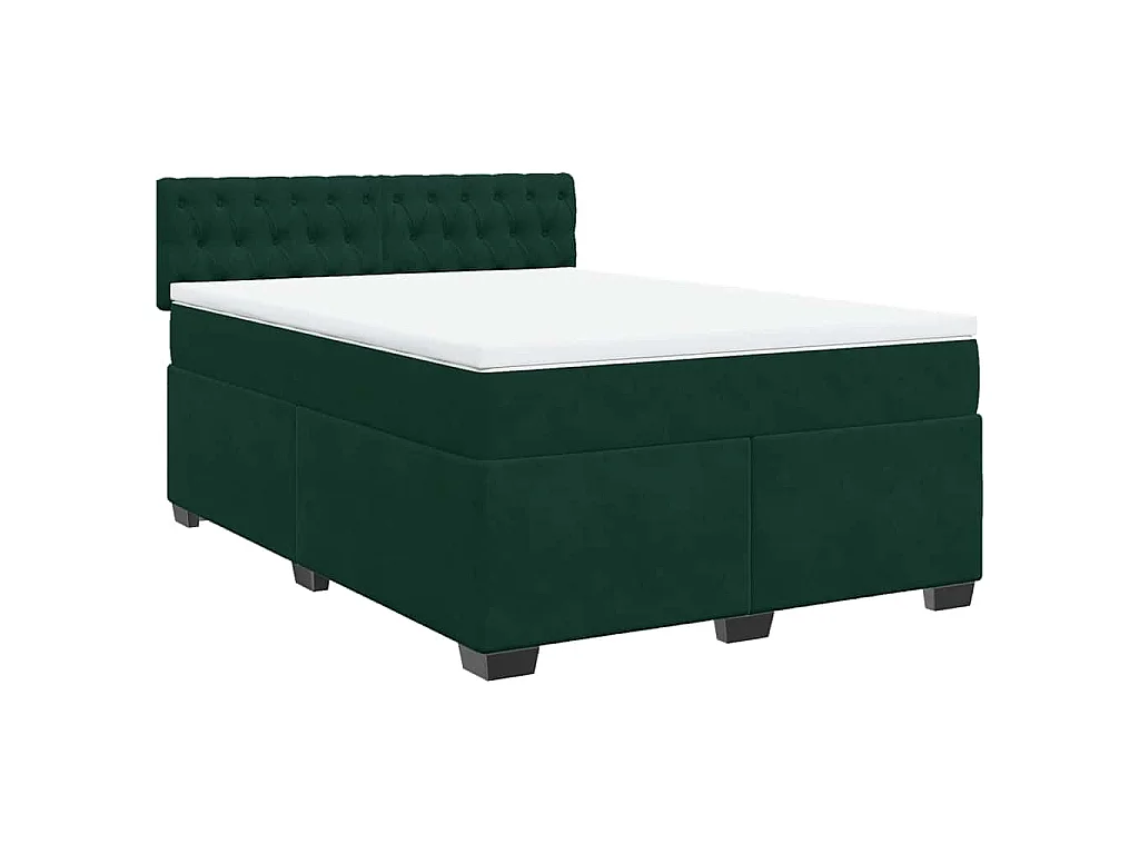 Boxspring met matras fluweel donkergroen 160x200 cm