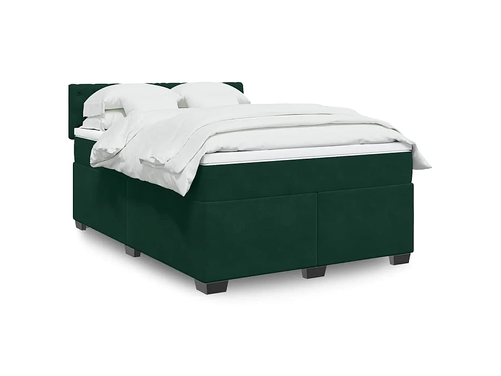 Boxspring met matras fluweel donkergroen 160x200 cm