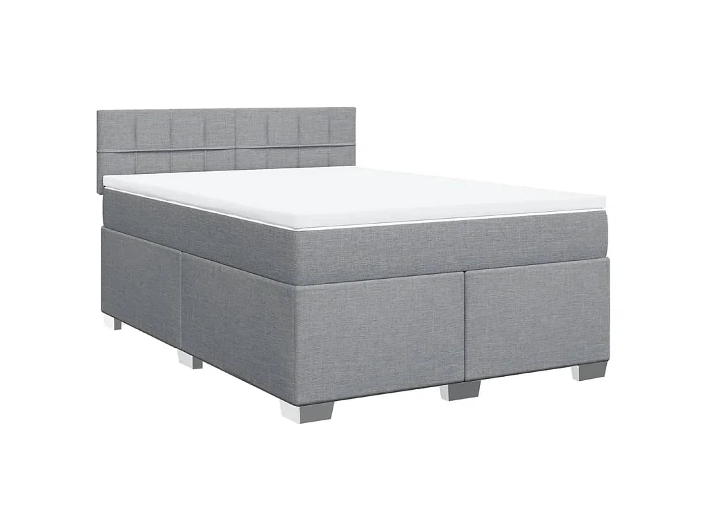 Giroletto a Molle con Materasso Grigio Chiaro 140x190cm Tessuto