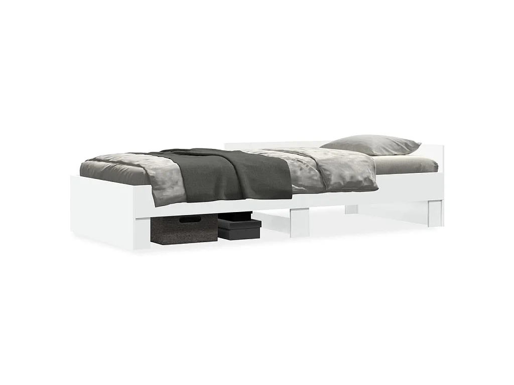 Cadre de lit sans matelas blanc 75x190 cm bois d'ingénierie