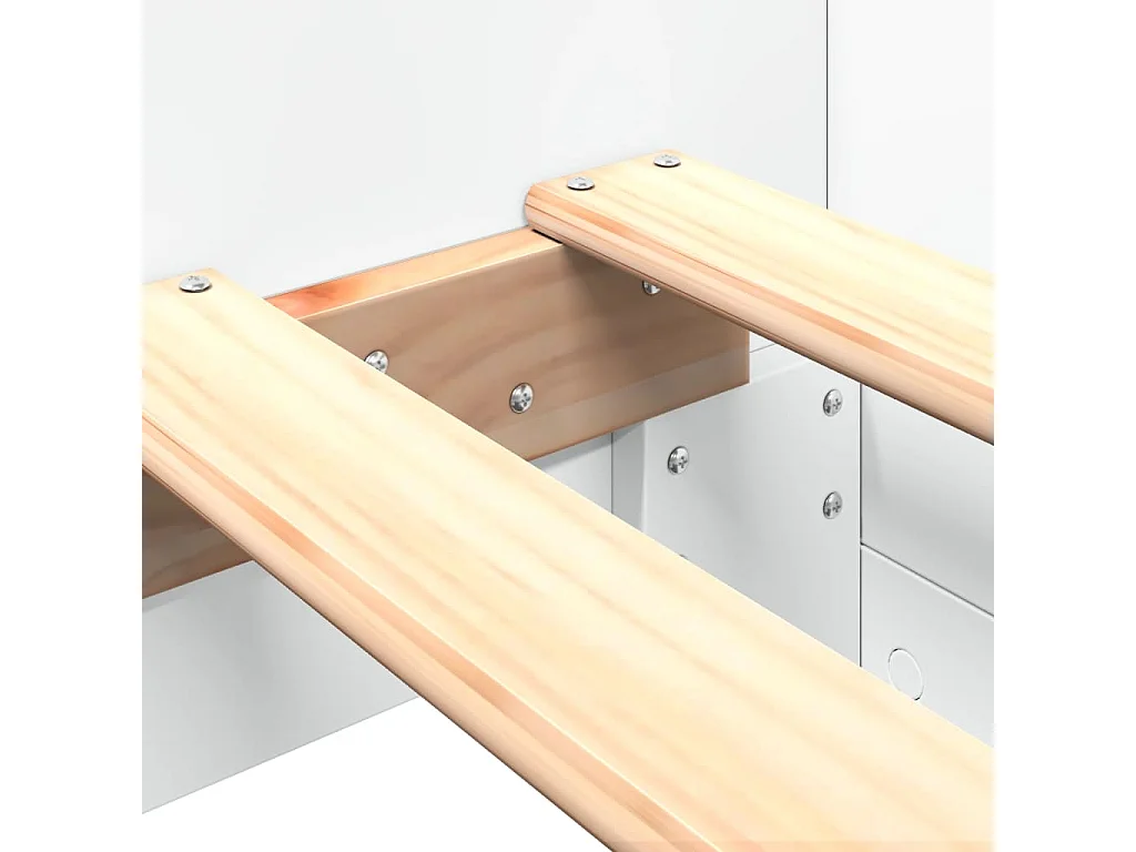 Bedframe bewerkt hout wit 75x190 cm