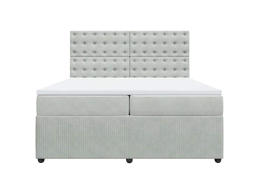 Giroletto a Molle con Materasso Grigio Chiaro 200x200cm Velluto