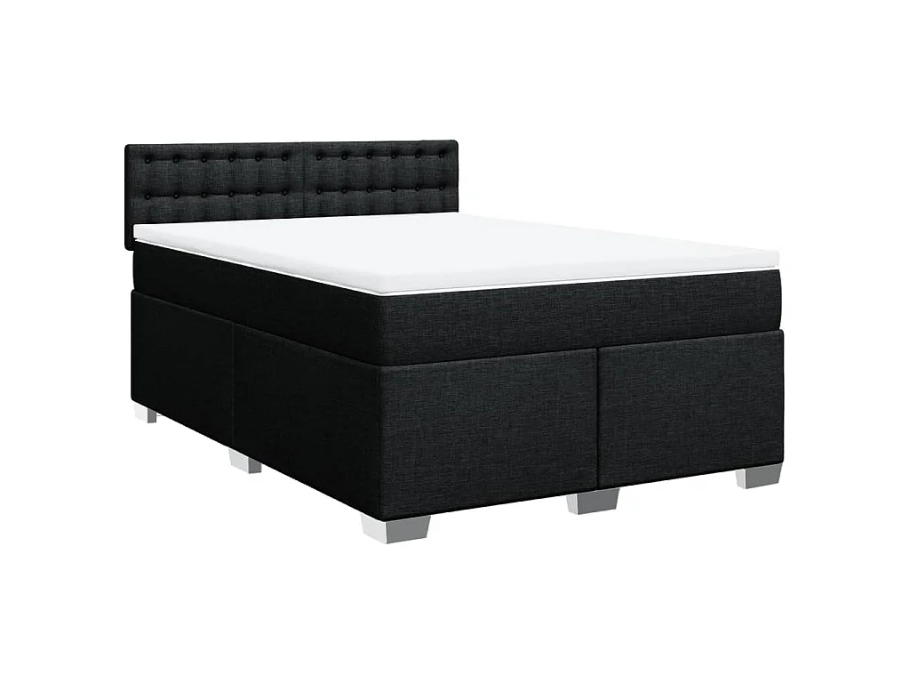 Cama box spring con colchón tela negro 140x200 cm