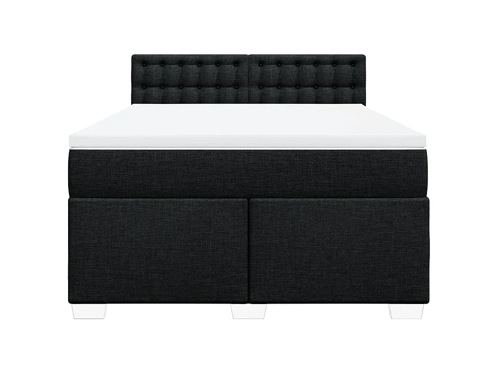 Cama box spring con colchón tela negro 140x200 cm