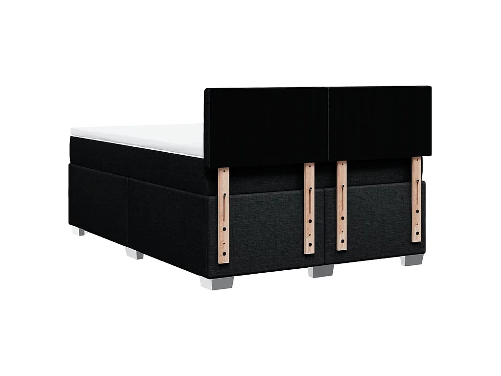 Cama box spring con colchón tela negro 140x200 cm