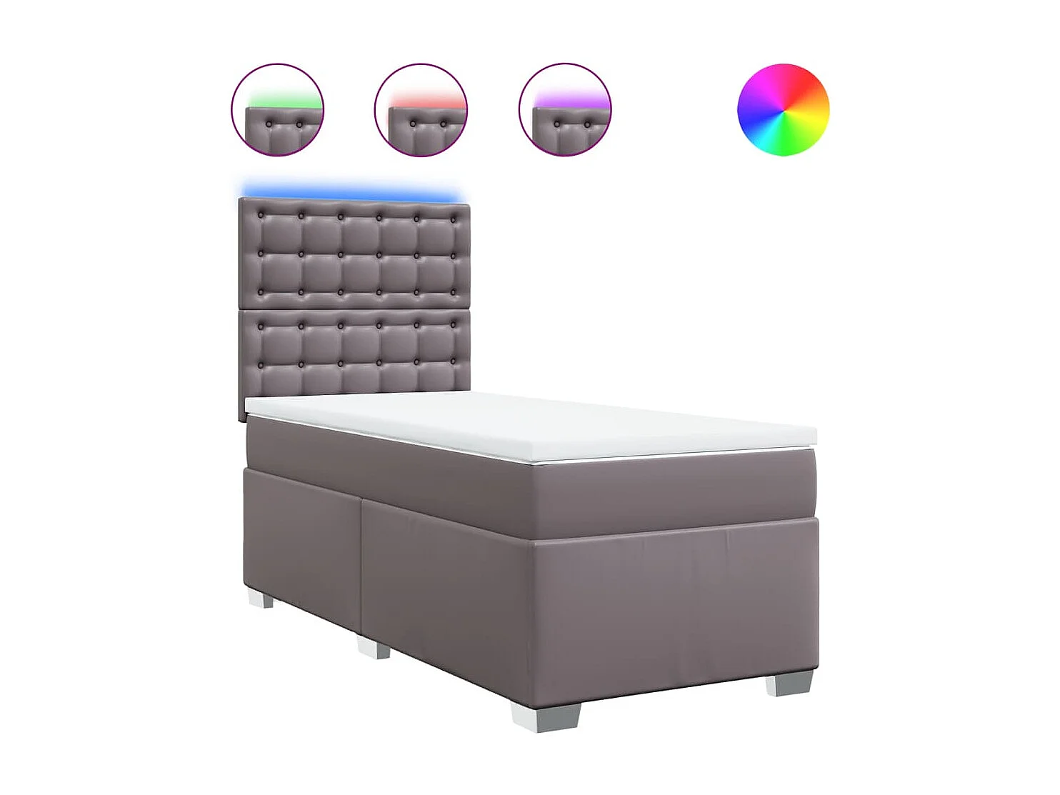 Sommier à lattes de lit avec matelas Gris 90x190 cm Similicuir