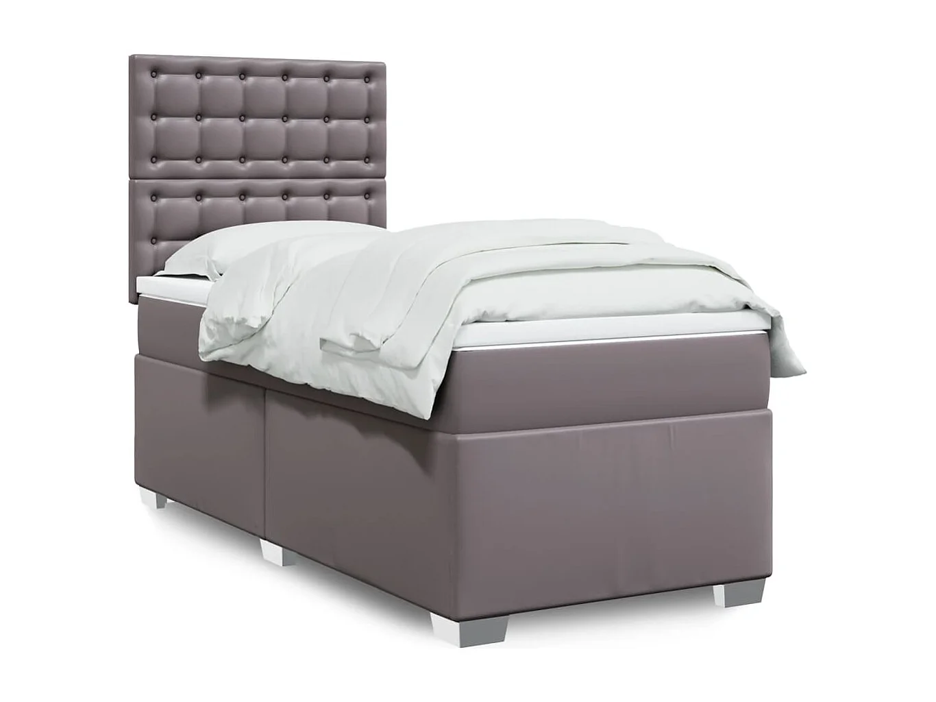 Sommier à lattes de lit avec matelas Gris 90x190 cm Similicuir