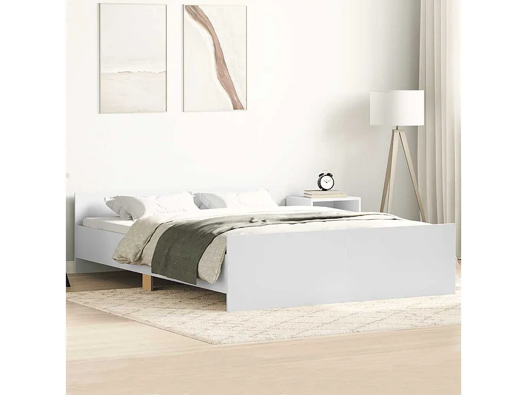 Estructura de cama con cabecero piecero blanco 120x190 cm