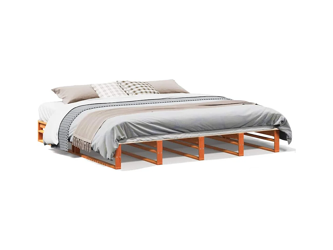 Bedframe zonder matras massief grenenhout wasbruin 180x200 cm