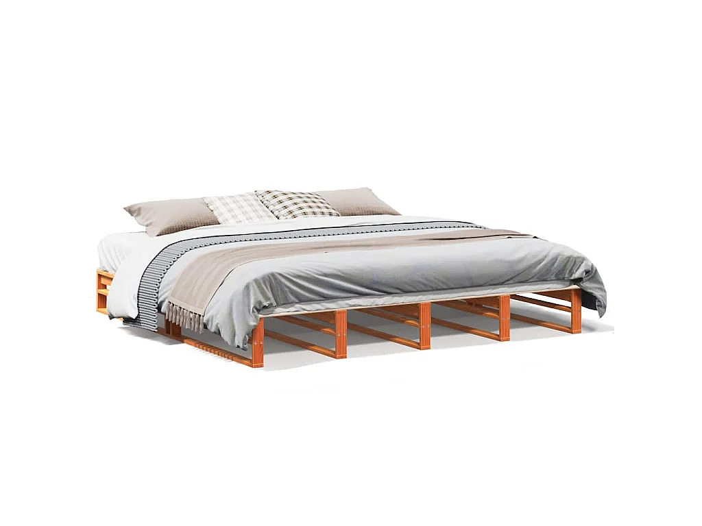Cadre de lit sans matelas cire marron 180x200cm bois pin massif