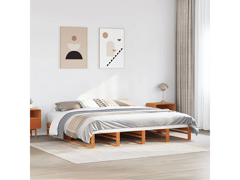 Bedframe zonder matras massief grenenhout wasbruin 180x200 cm