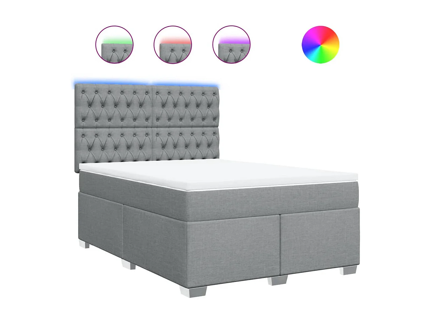 Boxspringbett mit Matratze Hellgrau 140x200 cm Stoff