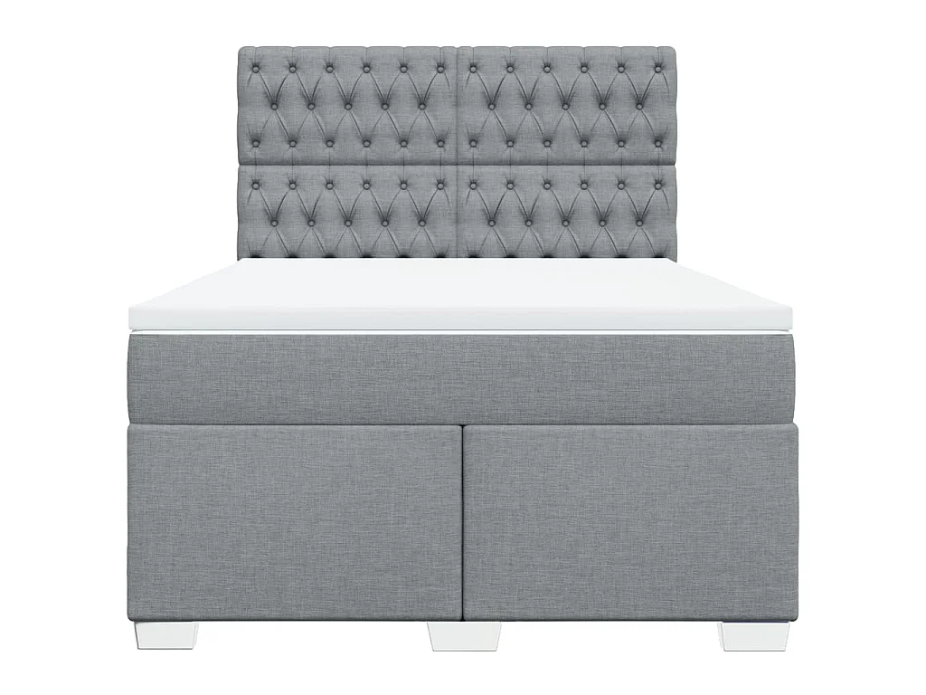 Boxspring met matras stof lichtgrijs 140x200 cm