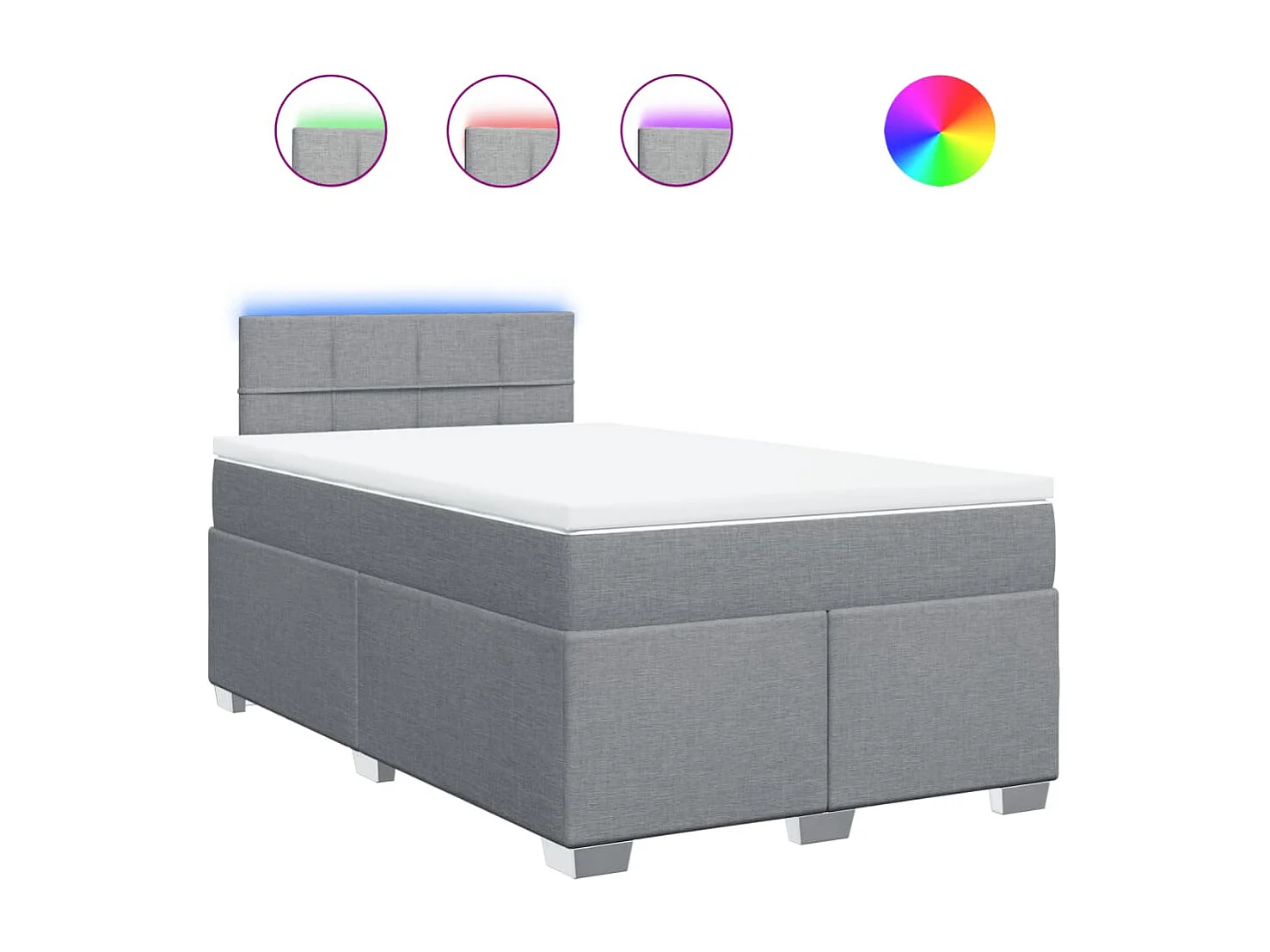 Cama box spring con colchón tela gris claro 120x200 cm