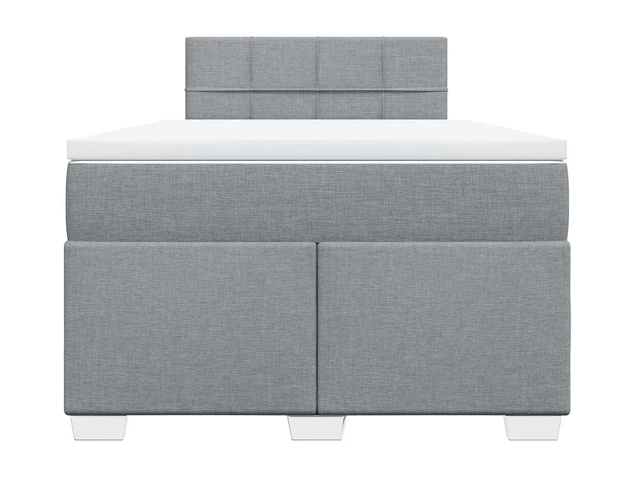 Cama box spring con colchón tela gris claro 120x200 cm