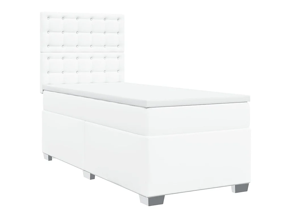 Sommier à lattes de lit avec matelas Blanc 90x190 cm Similicuir