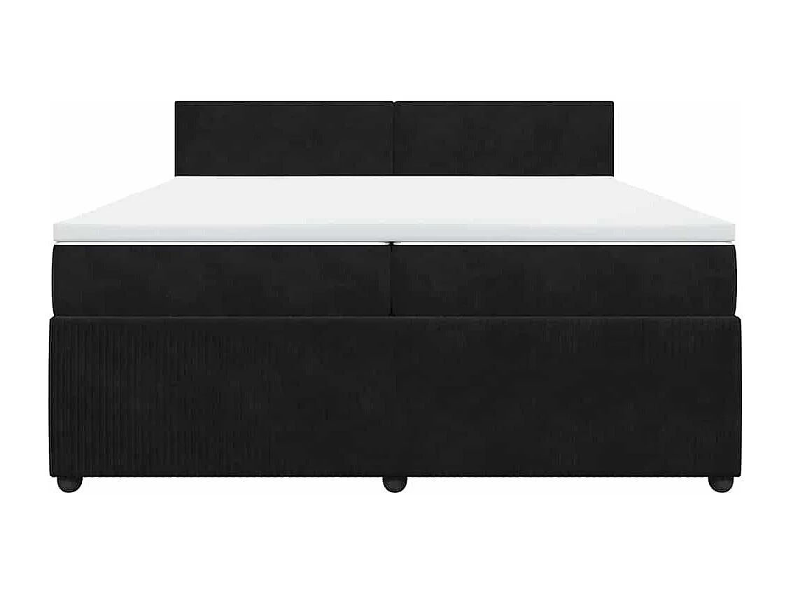 Sommier à lattes de lit et matelas Noir 200x200 cm Velours