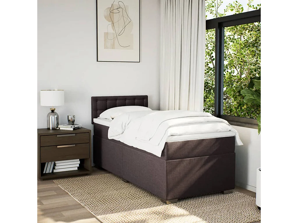 Boxspringbett mit Matratze Dunkelbraun 90x190 cm Stoff