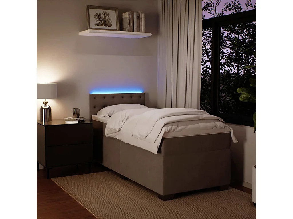 Boxspring met matras fluweel lichtgrijs 100x200 cm