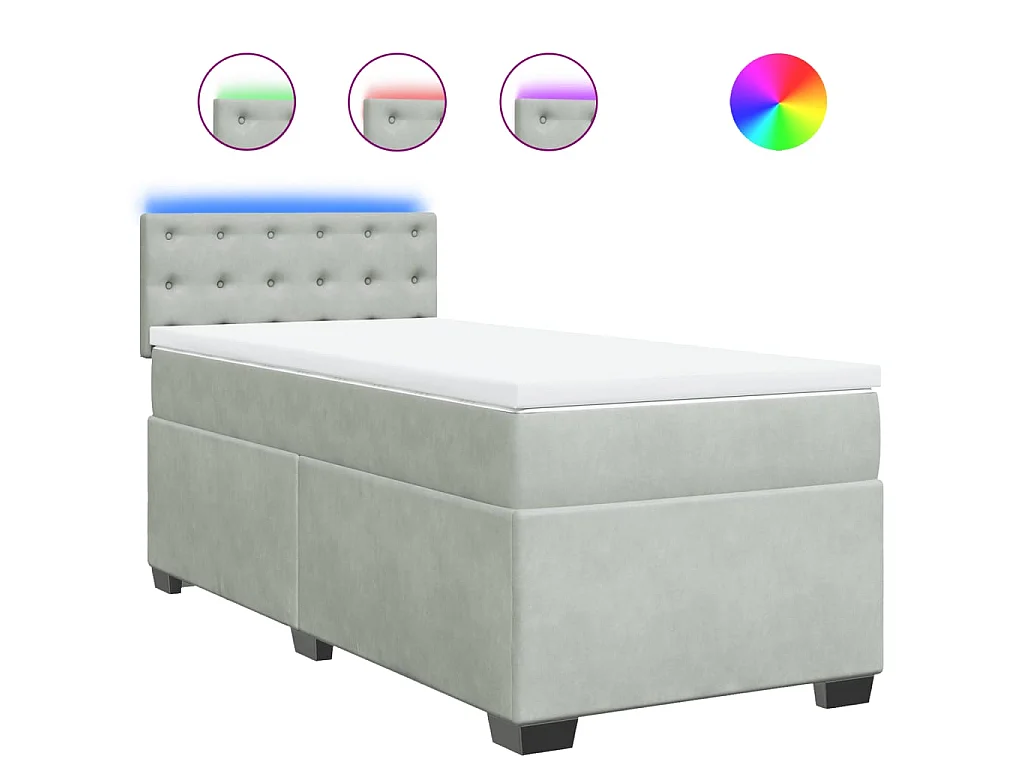 Boxspring met matras fluweel lichtgrijs 100x200 cm