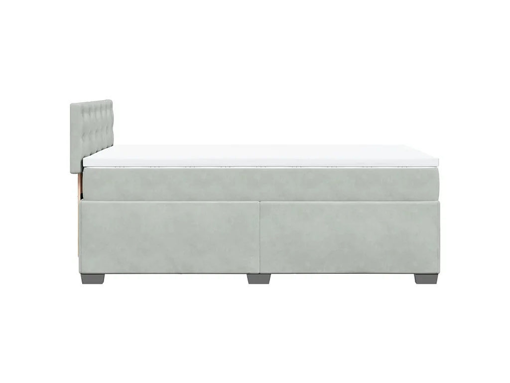 Boxspring met matras fluweel lichtgrijs 100x200 cm
