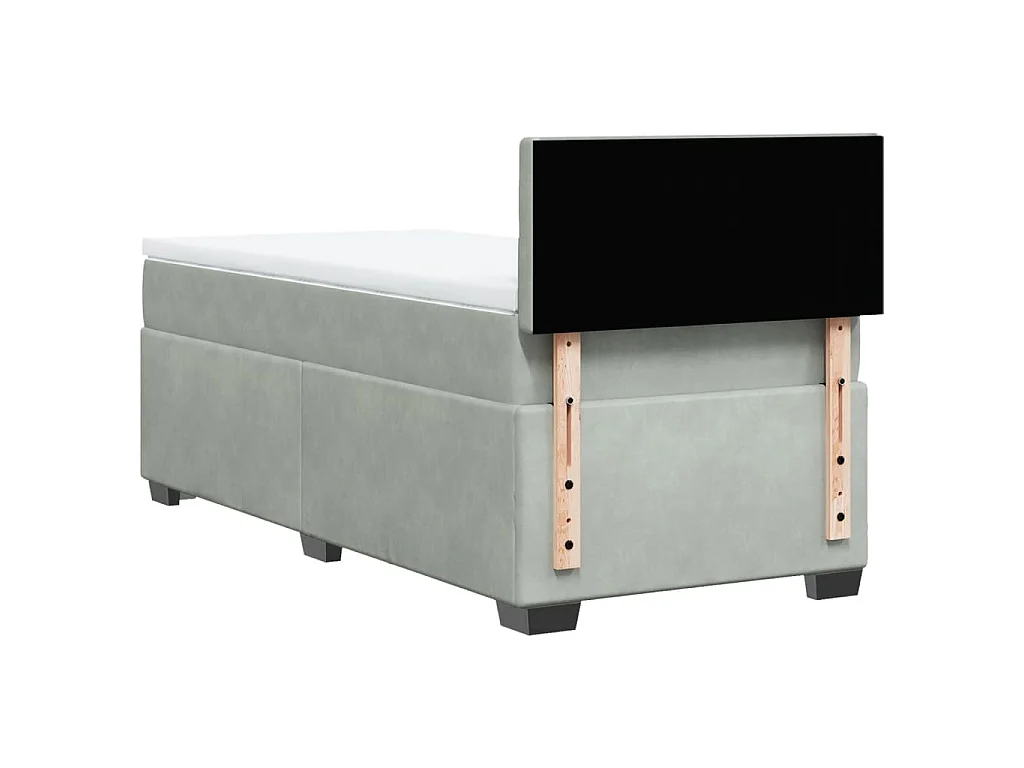 Boxspring met matras fluweel lichtgrijs 100x200 cm