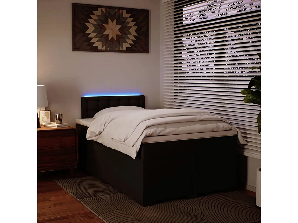 Boxspring met matras kunstleer zwart 120x190 cm