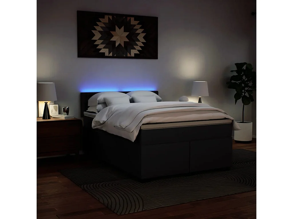 Boxspring met matras kunstleer zwart 160x200 cm