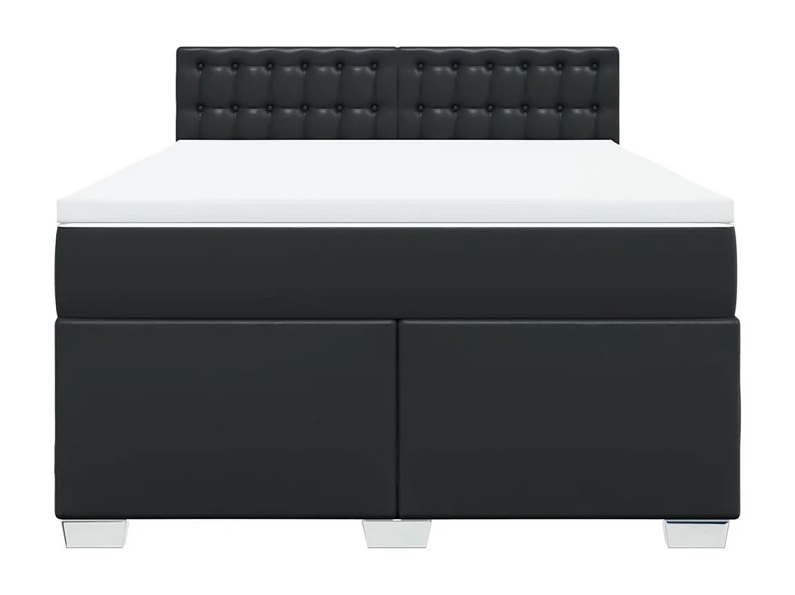 Boxspring met matras kunstleer zwart 160x200 cm
