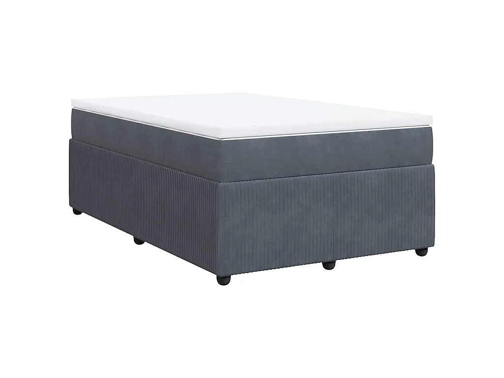 Boxspring met matras fluweel donkergrijs 120x190 cm