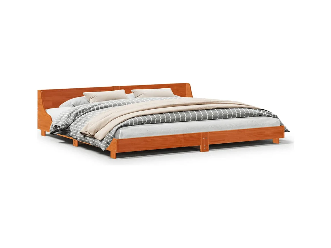 Cadre de lit sans matelas cire marron 180x200cm bois pin massif