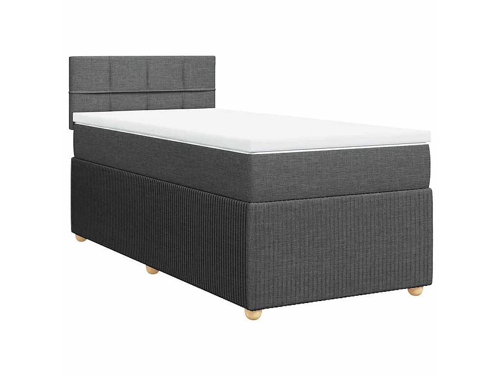 Sommier à lattes de lit et matelas Gris foncé 90x190 cm Tissu