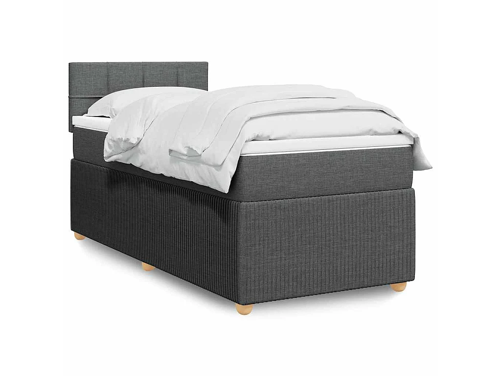 Sommier à lattes de lit et matelas Gris foncé 90x190 cm Tissu