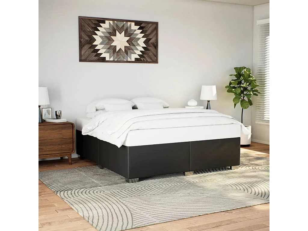 Bedframe kunstleer zwart 200x200 cm