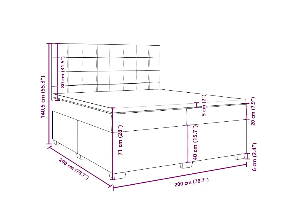 Boxspring met matras fluweel blauw 200x200 cm