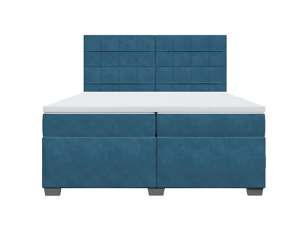 Boxspring met matras fluweel blauw 200x200 cm