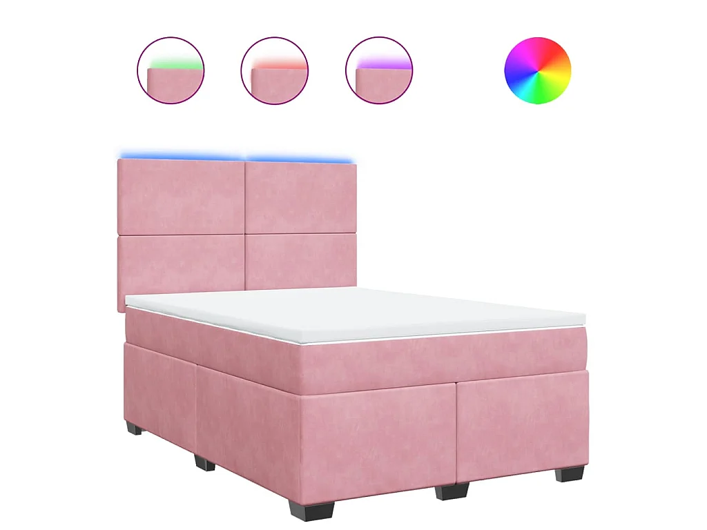 Sommier à lattes de lit avec matelas Rose 140x190 cm Velours