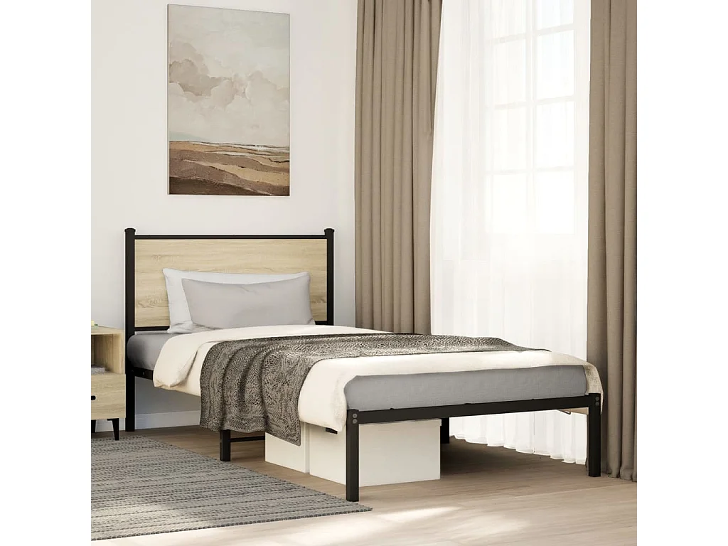 Bedframe zonder matras metaal sonoma eikenkleurig 100x200 cm