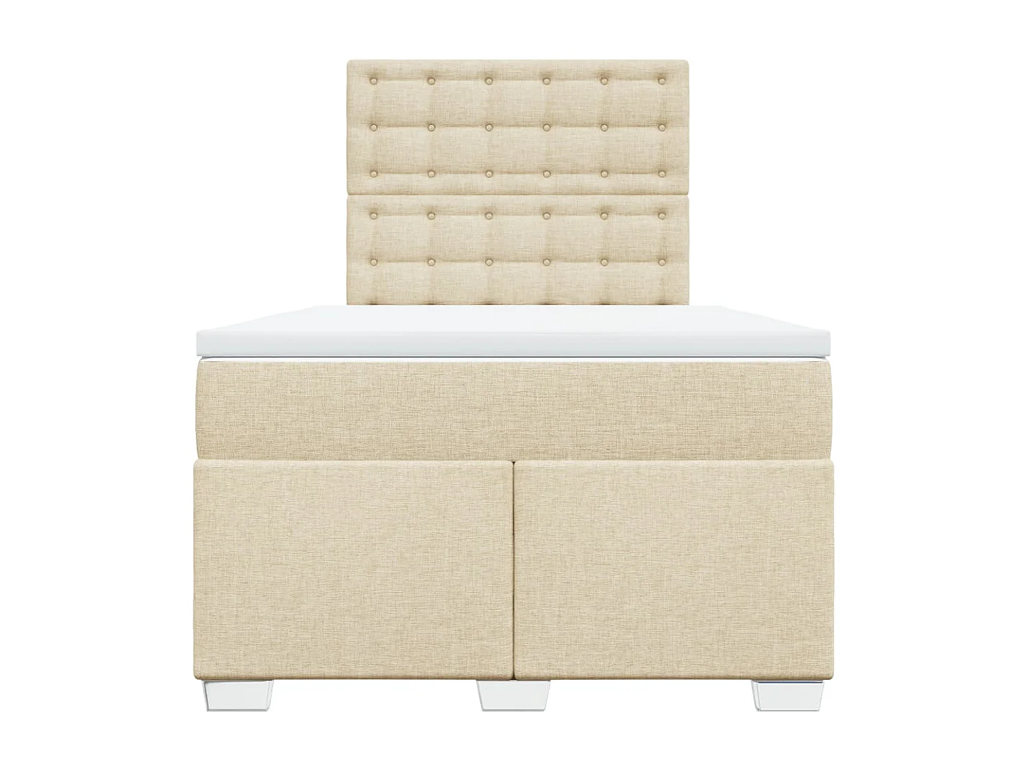 Cama box spring con colchón tela color crema 120x190 cm