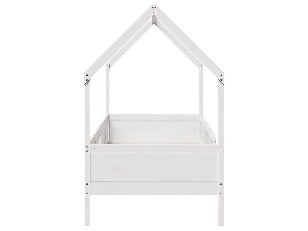 Giroletto Casetta Bambini Bianco 90x190 cm Legno Massello Pino