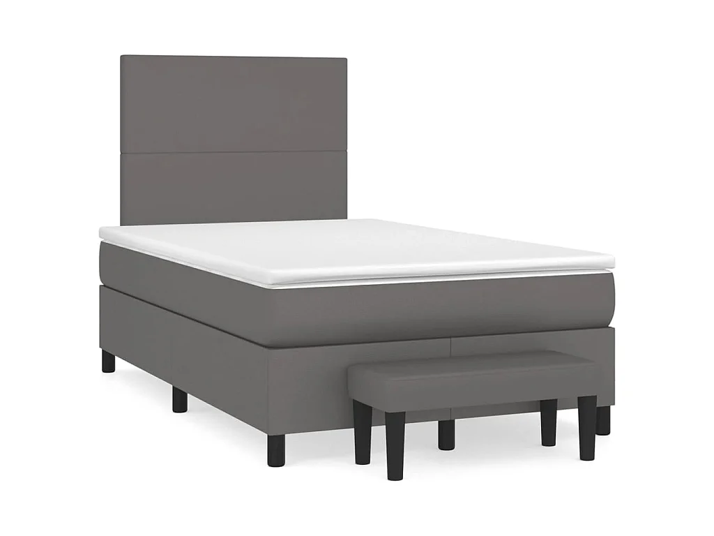 Boxspring met matras kunstleer grijs 120x190 cm