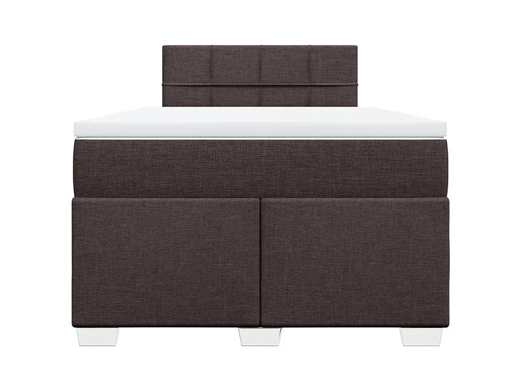 Cama box spring con colchón tela marrón oscuro 120x190 cm