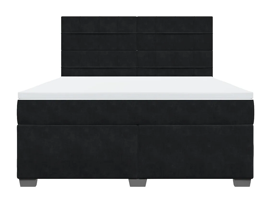 Sommier à lattes de lit avec matelas Noir 180x200 cm Velours