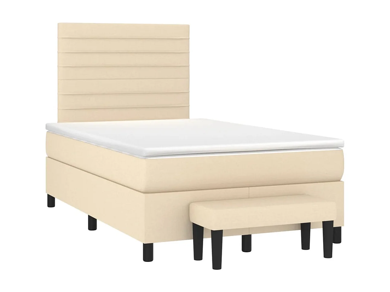 Cama boxspring com colchão 120x190 cm tecido cor creme