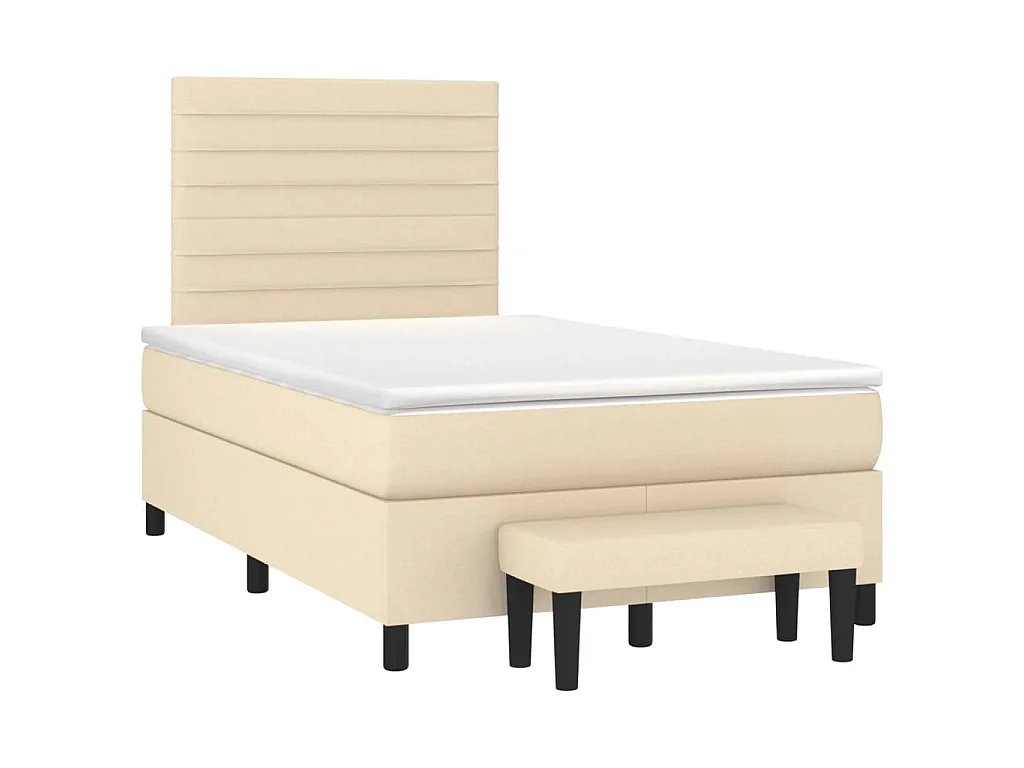 Boxspring met matras stof crèmekleurig 120x190 cm