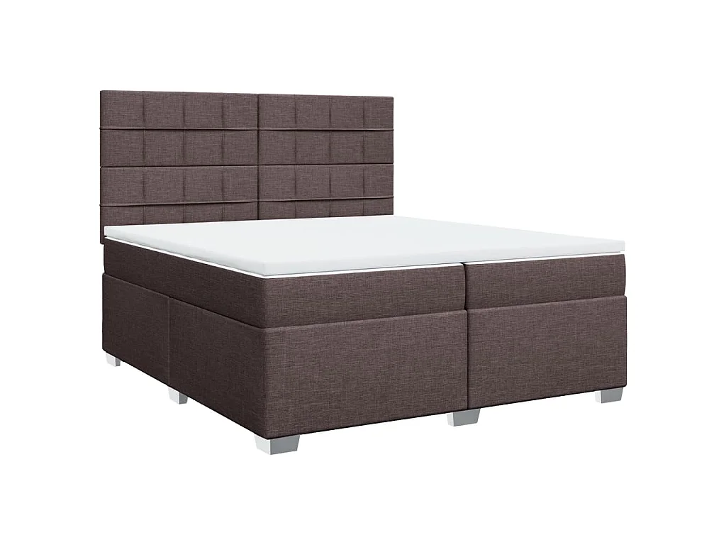 Cama box spring con colchón tela marrón oscuro 200x200 cm